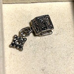 Bible Jesus fish dangle charm bracelet necklace silver book Christian